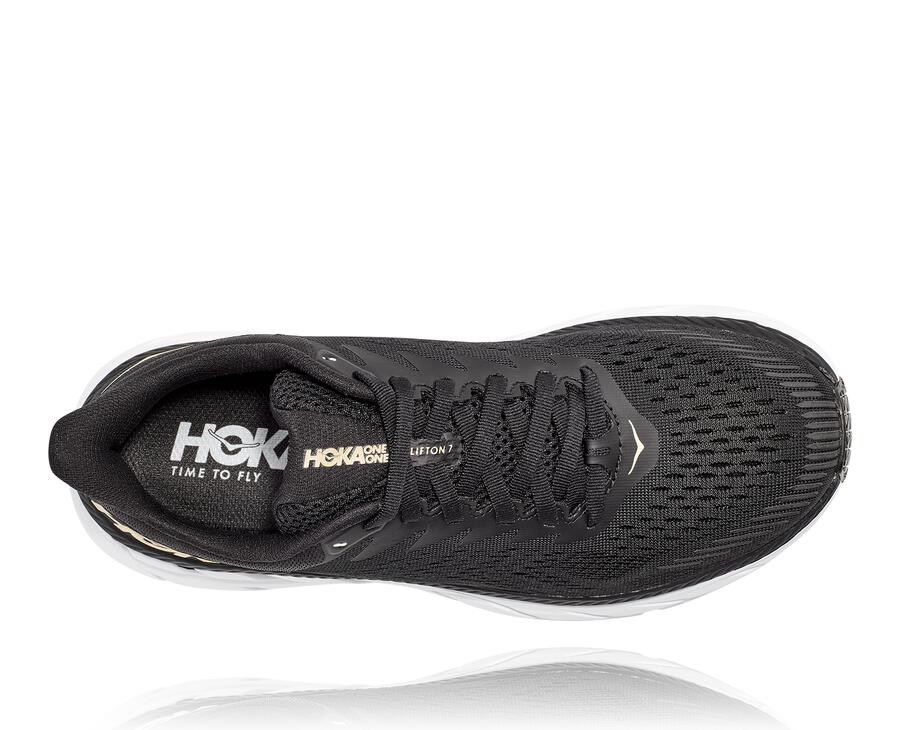 Hoka One One Tenisky Damske Čierne/Biele - Clifton 7 - 82391-AGWM